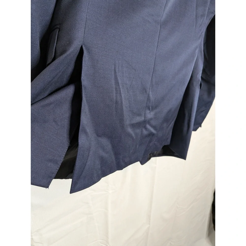Calvin Klein Extreme‎ Slim Fit Mens Navy Plaid Wool Sport Coat Blazer 44R